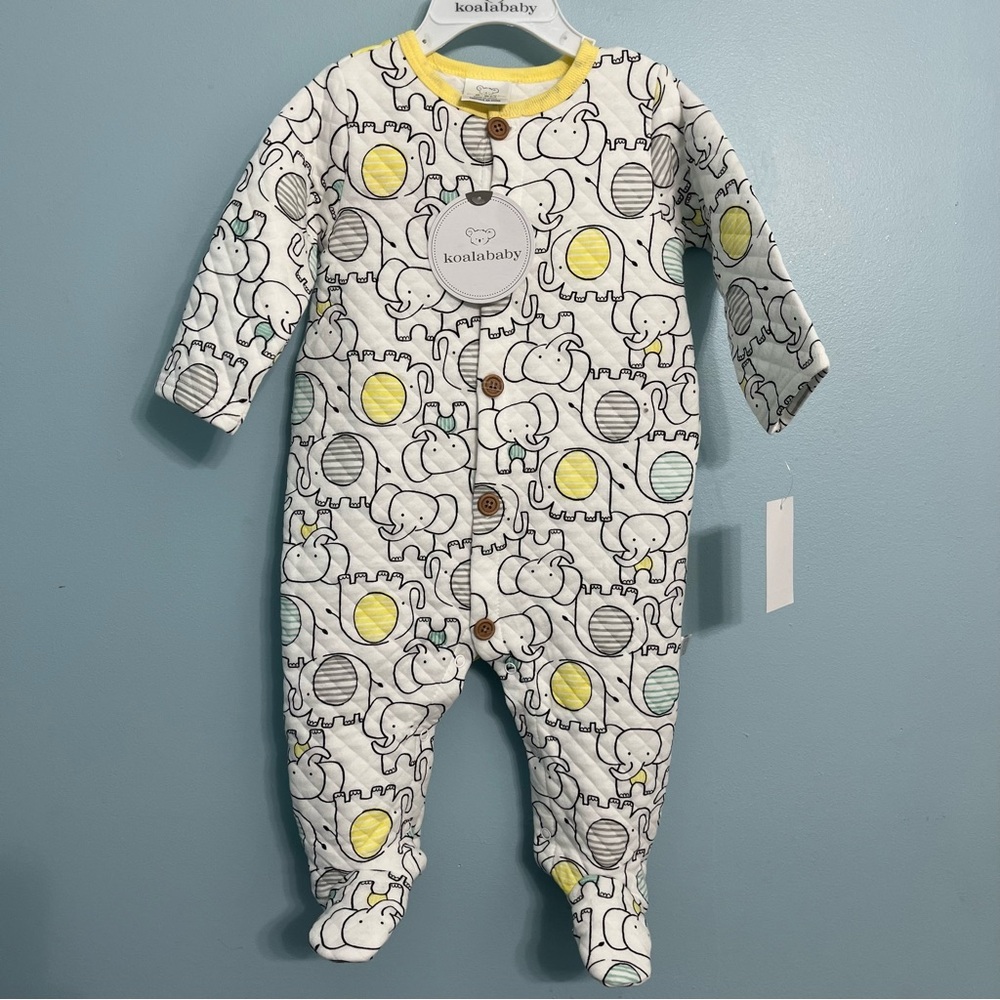 NWT Koala Baby Infant 6-9 Mo Gender Neutral Quilted Elephant Coverall